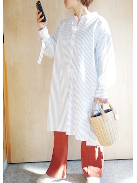 「& chouette（アンドシュエット）のアイテム（かごバッグ）」を使った、sayakaさん（レディース・156cm）の春コーディネート