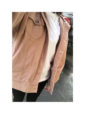 「アイテム（デニムジャケット、ピンク系）」を使った、MiDÖRiさん（レディース・151cm）の春コーディネート