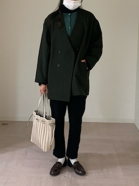 「KBF（ケイビーエフ）のアイテム（ノーカラージャケット）」を使った、ㅤㅤㅤㅤㅤㅤㅤㅤㅤㅤㅤㅤㅤさん（レディース・169cm）の冬コーディネート