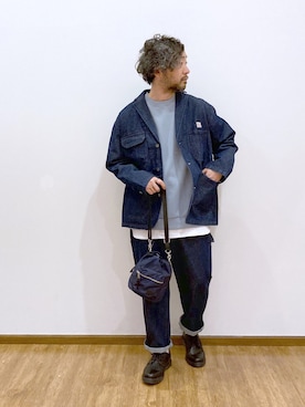 「GLOBAL WORK（グローバルワーク）のAir Cushionクルー/S/924962（スウェット）」を使った、大平さん（メンズ・170cm）の冬コーディネート