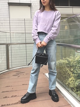 「カラーTシャツ」｜「アイテム（スウェット）」を使った、yuikoさん（レディース・162cm）の春コーディネート