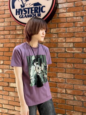 「HYSTERIC GLAMOUR（ヒステリックグラマー）のROYAL TRUX/JENNIFER Tシャツ（Tシャツ/カットソー、パープル系）」を使った、otaさん（メンズ・168cm）の冬コーディネート