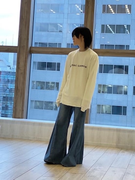 「HYSTERIC GLAMOUR（ヒステリックグラマー）のUSED加工ローライズフレアデニムパンツ（デニムパンツ、ブルー系）」を使った、otaさん（メンズ・168cm）の冬コーディネート