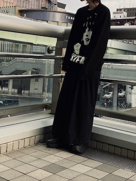 「HYSTERIC GLAMOUR（ヒステリックグラマー）のUSED加工デニムキュロットパンツ（その他パンツ、ブラック系）」を使った、otaさん（メンズ・168cm）の冬コーディネート