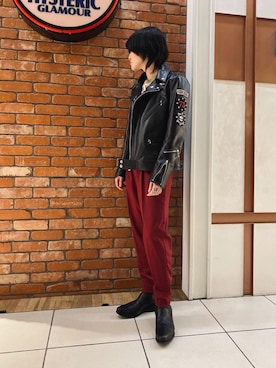「HYSTERIC GLAMOUR（ヒステリックグラマー）のアイテム（ライダースジャケット）」を使った、otaさん（メンズ・168cm）の冬コーディネート
