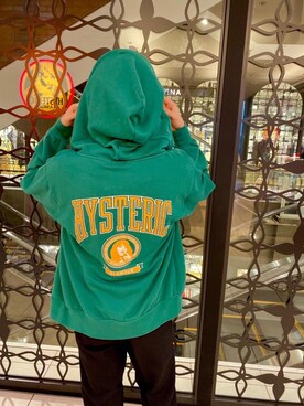 「HYSTERIC GLAMOUR（ヒステリックグラマー）のHG SOUND UNIVERSITY パーカー（パーカー、グリーン系）」を使った、otaさん（メンズ・168cm）の春コーディネート