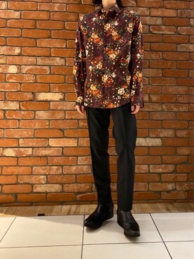 「HYSTERIC GLAMOUR（ヒステリックグラマー）のパイプドステムスラックスパンツ（スラックス、ブラック系）」を使った、otaさん（メンズ・168cm）の春コーディネート