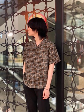 「HYSTERIC GLAMOUR（ヒステリックグラマー）のSQUARE＆SOUNDS柄 オープンカラーシャツ（シャツ/ブラウス、グリーン系）」を使った、otaさん（メンズ・168cm）の春コーディネート