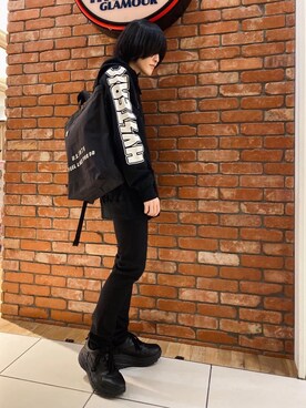 「HYSTERIC GLAMOUR（ヒステリックグラマー）のCIRCLE GIRL オーバーサイズパーカー（パーカー、ブラック系）」を使った、otaさん（メンズ・168cm）の春コーディネート