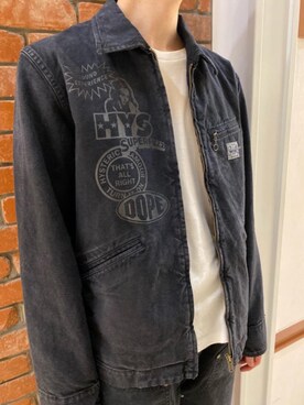 「HYSTERIC GLAMOUR（ヒステリックグラマー）のダブルニーペインターパンツ（その他パンツ、ブラック系）」を使った、otaさん（メンズ・168cm）の春コーディネート