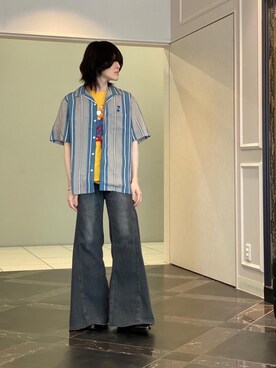 「HYSTERIC GLAMOUR（ヒステリックグラマー）のスタッズシルエットバングル（バングル/リストバンド、シルバー系）」を使った、otaさん（メンズ・168cm）の春コーディネート