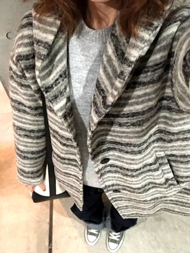 「アイテム（ダッフルコート、ホワイト系）」を使った、ATKさん（レディース・154cm）の秋コーディネート