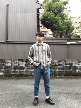 「Guess（ゲス）のアイテム（シャツ/ブラウス）」を使った、Tomoさん（メンズ・174cm）の春コーディネート