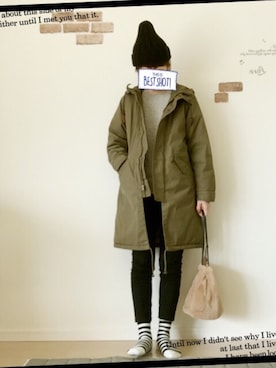 「SM2（エスエムツー）のアイテム（モッズコート）」を使った、saraさん（レディース・160cm）の冬コーディネート
