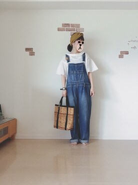 「handmade」｜「アイテム（サロペット/オーバーオール）」を使った、saraさん（レディース・160cm）の夏コーディネート