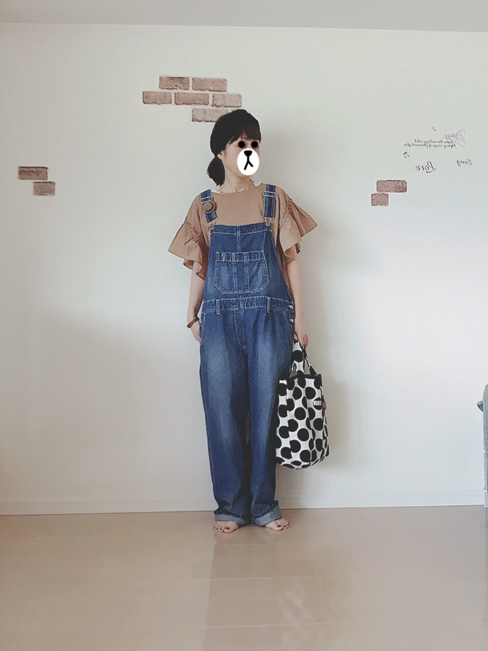 「SM2」｜「SM2のアイテム（つなぎ/オールインワン、ブルー系）」を使った、saraさん（レディース・160cm）の夏コーディネートの1枚目の写真