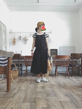 「SO（エスオー）のアイテム（オールインワン・サロペット）」を使った、saraさん（レディース・160cm）の夏コーディネート