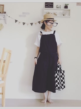 「SO（エスオー）のアイテム（オールインワン・サロペット）」を使った、saraさん（レディース・160cm）の夏コーディネート