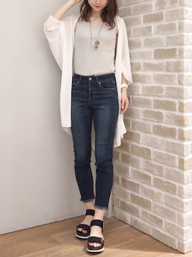 「earth music&ecology（アースミュージックアンドエコロジー）のアイテム（ネックレス）」を使った、makophithさん（レディース・153cm）の春コーディネート