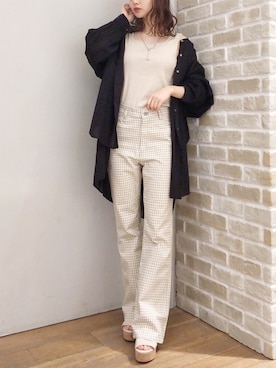 「earth music&ecology（アースミュージックアンドエコロジー）のアイテム（タンクトップ）」を使った、makophithさん（レディース・153cm）の夏コーディネート