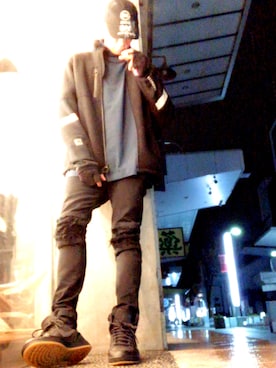 「Y-3（ワイスリー）のアイテム（手袋）」を使った、Yutoさん（メンズ・181cm）の冬コーディネート
