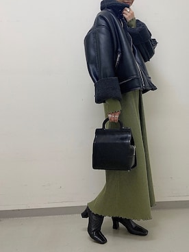 「JEANASIS（ジーナシス）のアイテム（ムートンコート）」を使った、MII.さん（レディース・163cm）の秋コーディネート