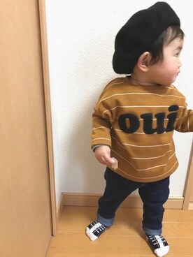 「赤ちゃん」｜「アイテム（MA-1）」を使った、s_c_iさん（キッズ・80cm）の冬コーディネート