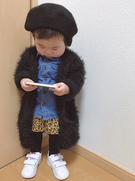 「H&M（エイチ・アンド・エム）のアイテム（カーディガン/ボレロ）」を使った、s_c_iさん（キッズ・80cm）の冬コーディネート