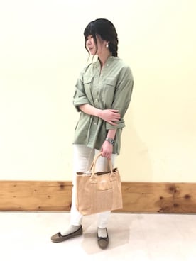 「USAコットン」｜「アイテム（バレエシューズ）」を使った、しんかいさん（レディース・160cm）の春コーディネート