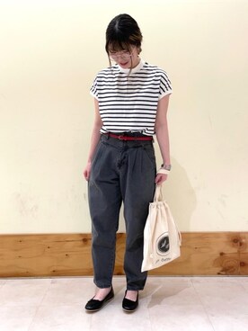 「USAコットン」｜「アイテム（バレエシューズ）」を使った、しんかいさん（レディース・160cm）の春コーディネート