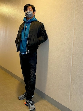 「DIESEL（ディーゼル）のアイテム（MA-1）」を使った、okayan104さん（メンズ・165cm）の冬コーディネート