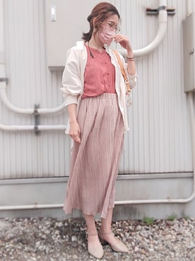 「シャツオンシャツ」｜「アイテム（その他）」を使った、まある(👓)さん（レディース・164cm）の春コーディネート