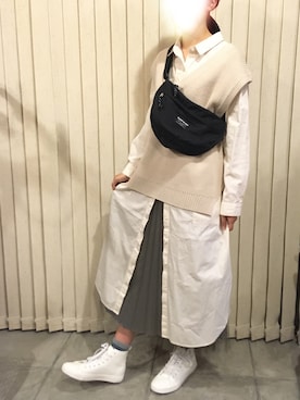 「SEVENDAYS=SUNDAY（セブンデイズサンデイ）のアイテム（シャツワンピース）」を使った、Pなっつさん（レディース・168cm）の秋コーディネート