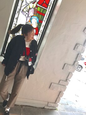 「Champion（チャンピオン）のアイテム（その他アウター）」を使った、りささん（レディース・157cm）の冬コーディネート