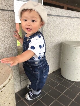「HusHusH（ハッシュアッシュ）のアイテム（オールインワン・サロペット）」を使った、key.さん（キッズ・70cm）の夏コーディネート