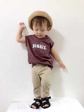 「スポサン」｜「アイテム（ハンチング/ベレー帽）」を使った、key.さん（キッズ・80cm）の夏コーディネート