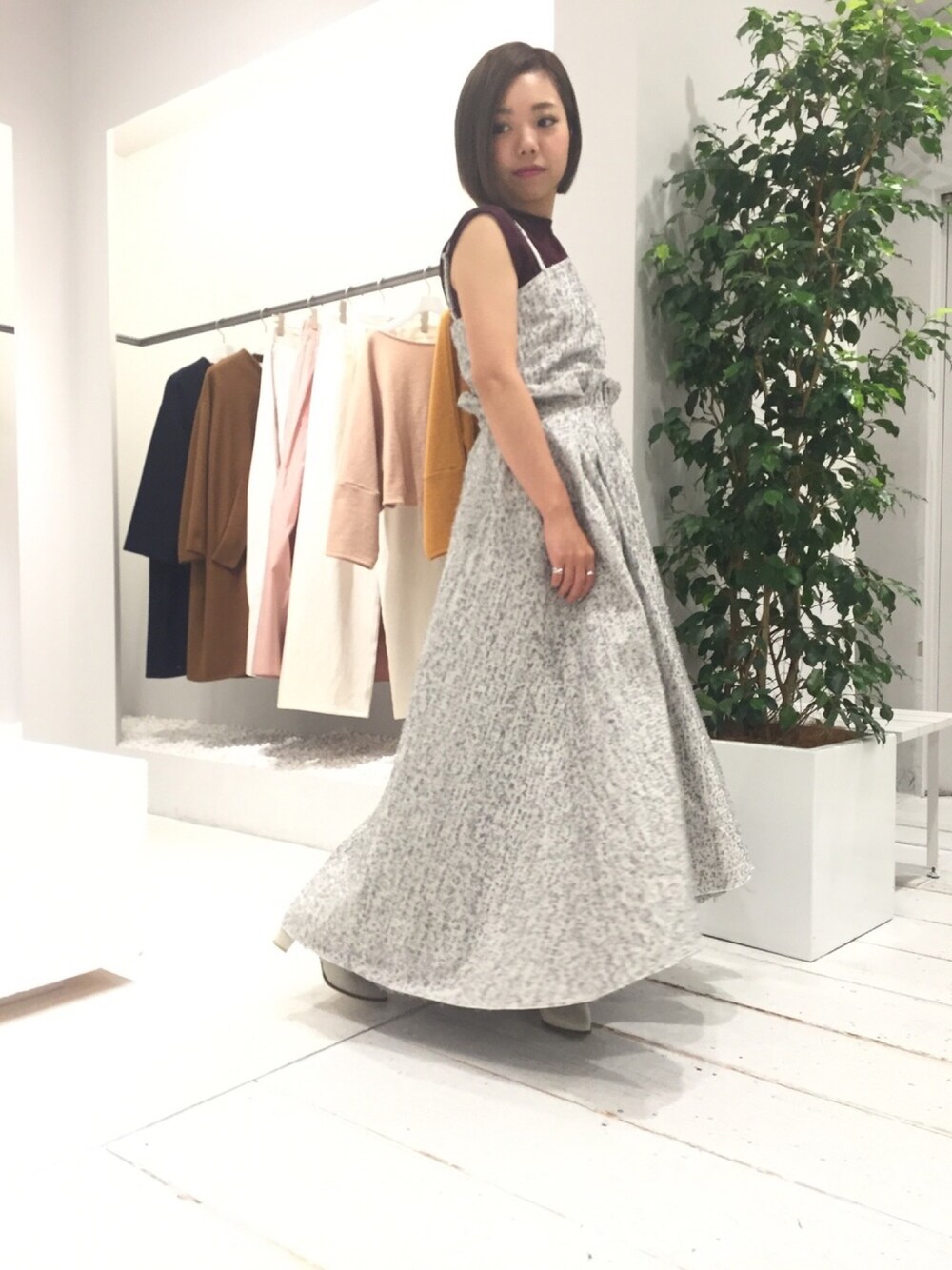 yuki hamanoさんの「STUDIOUS HIGH デニムニードル2WAYドレス（STUDIOUS HIGH）」を使ったコーディネート