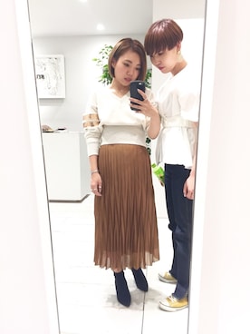 「STUDIOUS（ステュディオス）のアイテム（スウェット）」を使った、yuki hamanoさん（レディース・153cm）の夏コーディネート