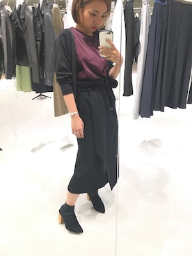 「STUDIOUS（ステュディオス）のアイテム（ブーティ）」を使った、yuki hamanoさん（レディース・153cm）の秋コーディネート