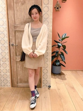 「ラップスカート」｜「アイテム（キャミソール）」を使った、flowerさん（レディース・157cm）の冬コーディネート