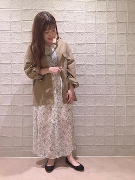 「ノーカラーシャツ」｜「アイテム（バレエシューズ）」を使った、flowerさん（レディース・155cm）の夏コーディネート