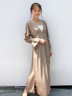 「flower（フラワー）のレディドットワンピース（ワンピース）」を使った、flowerさん（レディース・153cm）の夏コーディネート