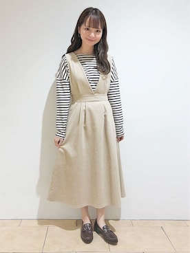 「flower」｜「アイテム（ジャンパースカート）」を使った、flowerさん（レディース・162cm）の秋コーディネート