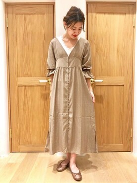 「flower（フラワー）のレディドットワンピース（ワンピース）」を使った、flowerさん（レディース・158cm）の秋コーディネート