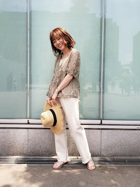 「flower」｜「アイテム（帽子）」を使った、flowerさん（レディース・151cm）の夏コーディネート