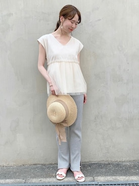 「flower」｜「アイテム（帽子）」を使った、flowerさん（レディース・155cm）の夏コーディネート