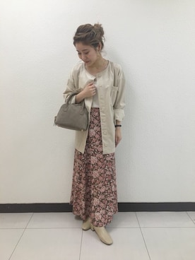 「flower」｜「アイテム（ノーカラージャケット）」を使った、flowerさん（レディース・149cm）の秋コーディネート