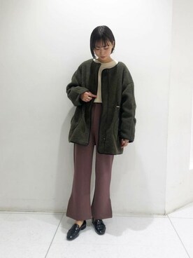 「flower」｜「アイテム（ノーカラージャケット）」を使った、flowerさん（レディース・158cm）の秋コーディネート
