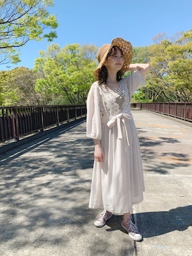 「flower」｜「アイテム（帽子）」を使った、flowerさん（レディース・160cm）の春コーディネート