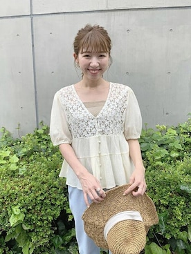 「flower」｜「アイテム（帽子）」を使った、flowerさん（レディース・163cm）の夏コーディネート